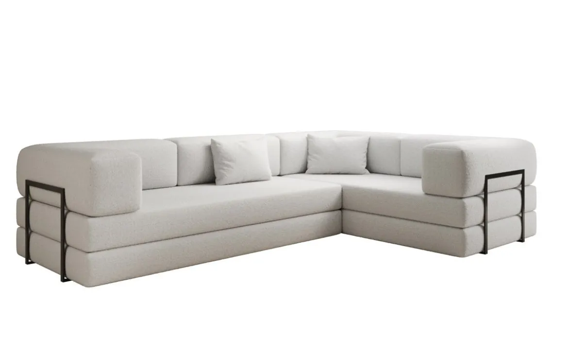 Designer Ecksofa Lazy geschlossen in Bouclé