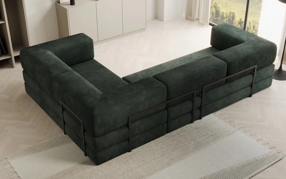 Designer Ecksofa Lazy geschlossen in Cord