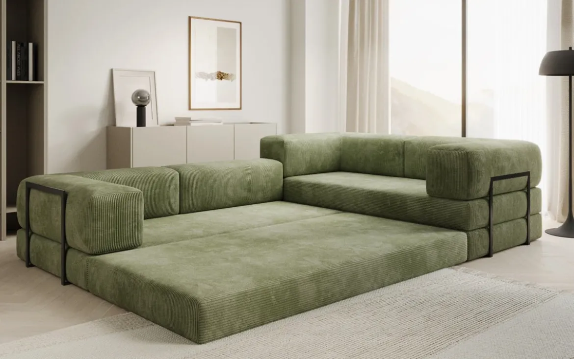 Designer Ecksofa Lazy geschlossen in Cord