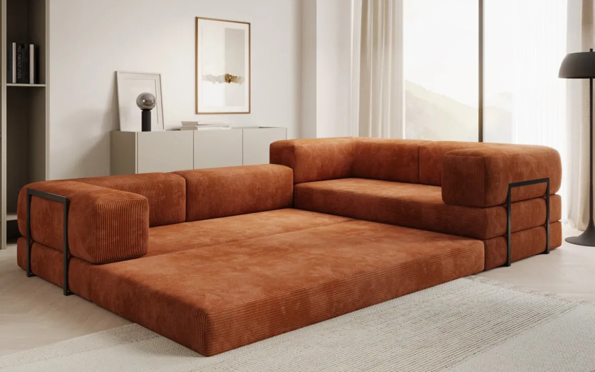 Designer Ecksofa Lazy geschlossen in Cord