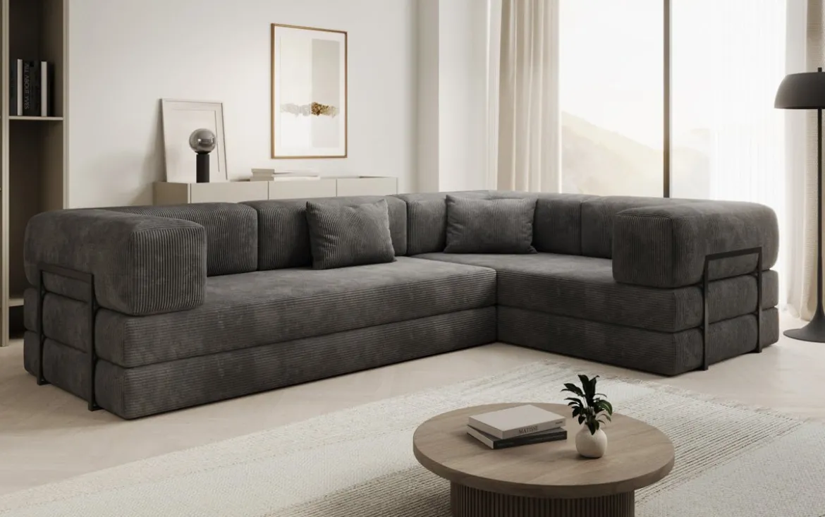 Designer Ecksofa Lazy geschlossen in Cord