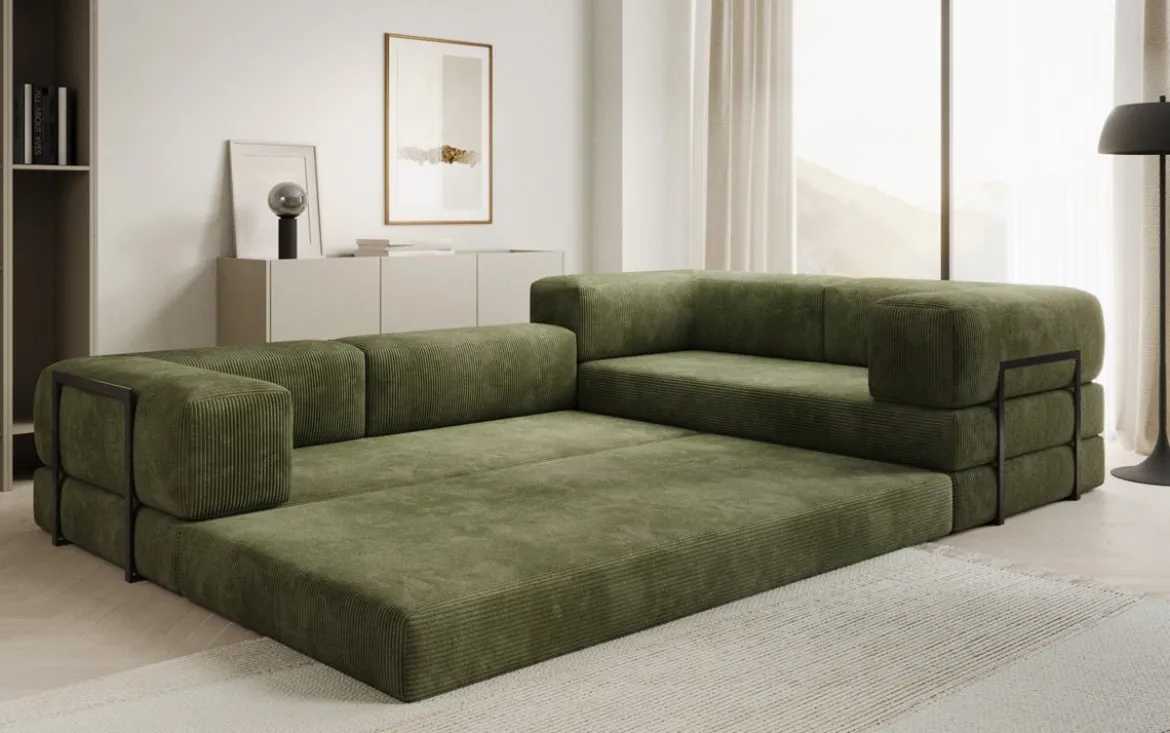 Designer Ecksofa Lazy geschlossen in Cord