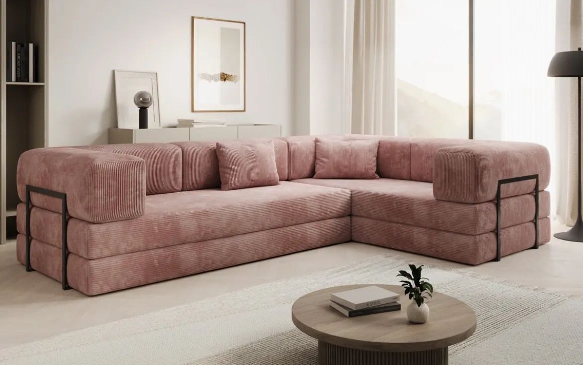 Designer Ecksofa Lazy geschlossen in Cord