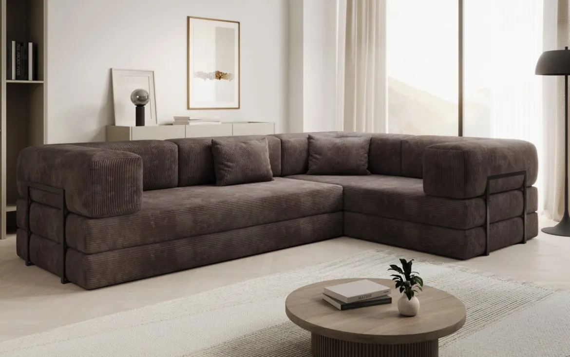 Designer Ecksofa Lazy geschlossen in Cord
