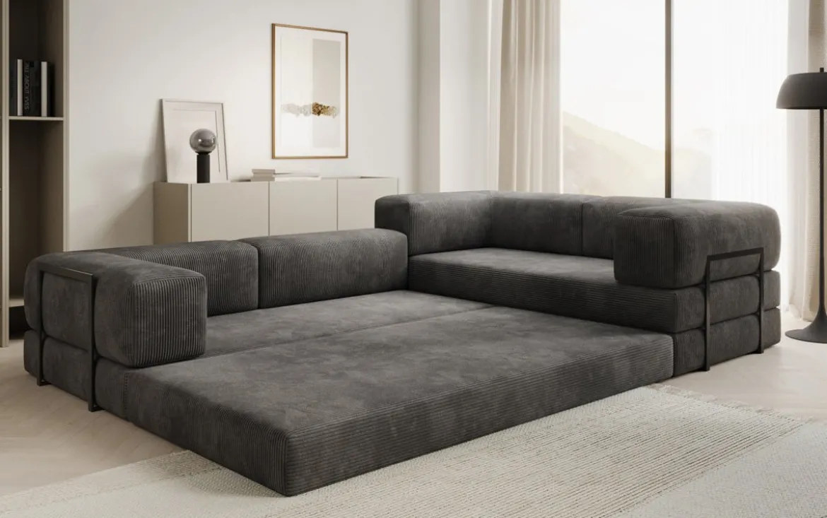 Designer Ecksofa Lazy geschlossen in Cord