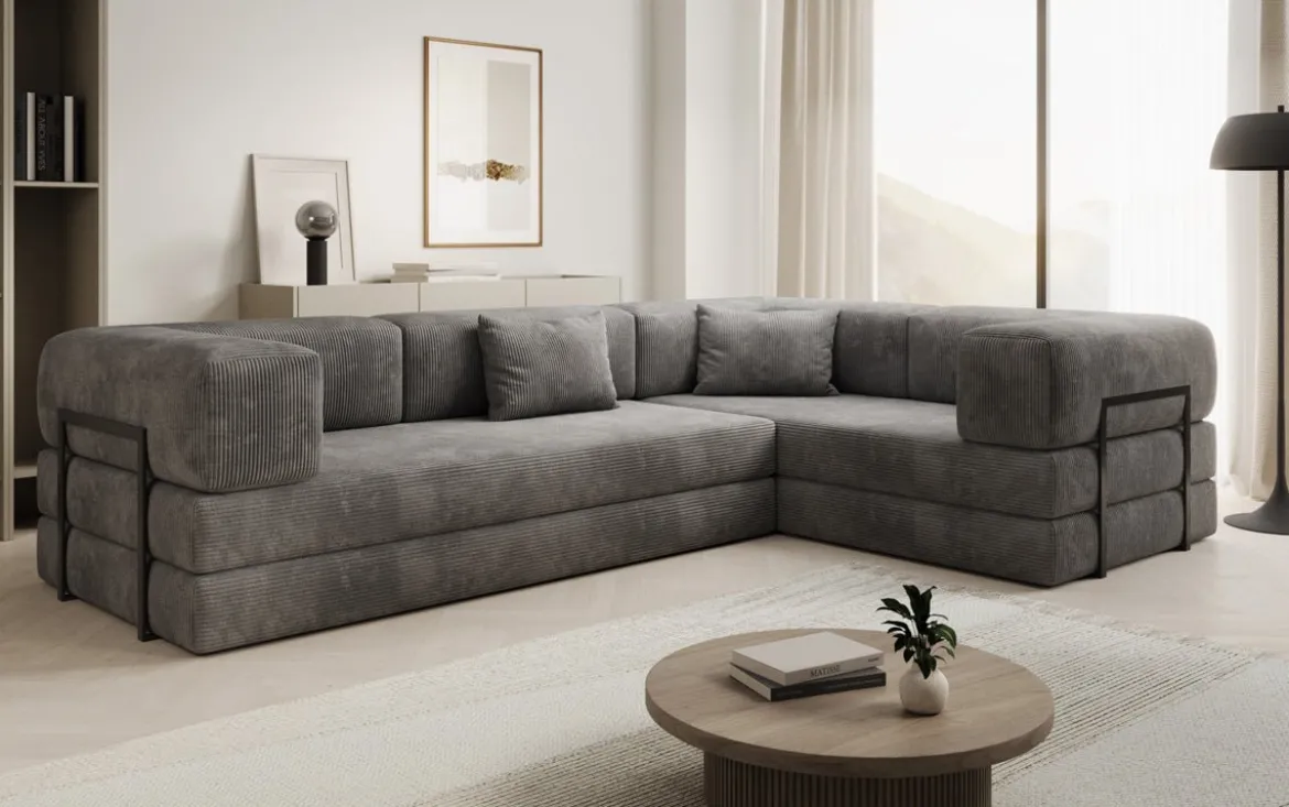 Designer Ecksofa Lazy geschlossen in Cord