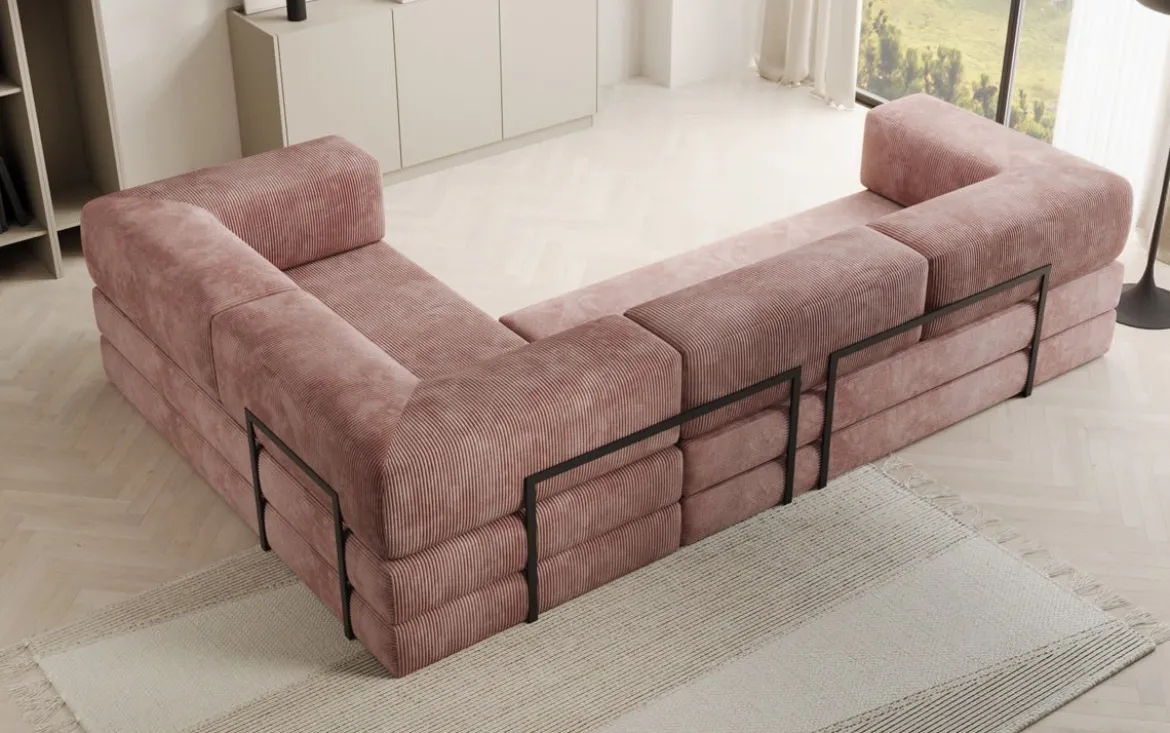 Designer Ecksofa Lazy geschlossen in Cord