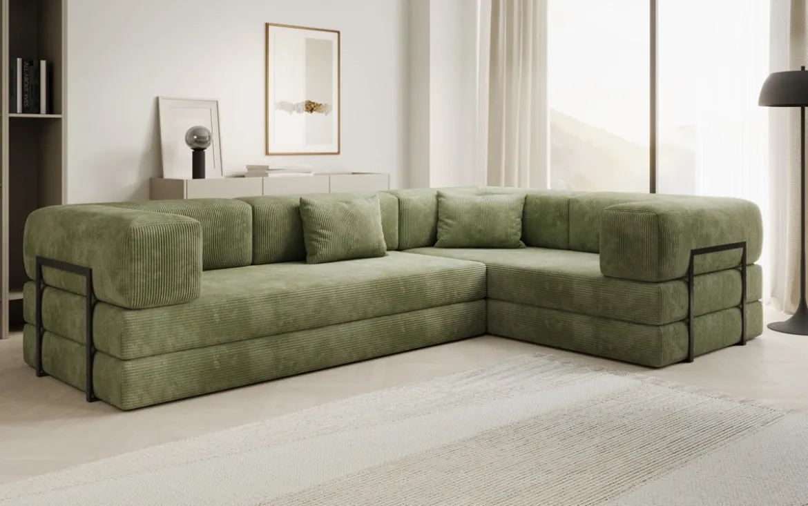 Designer Ecksofa Lazy geschlossen in Cord