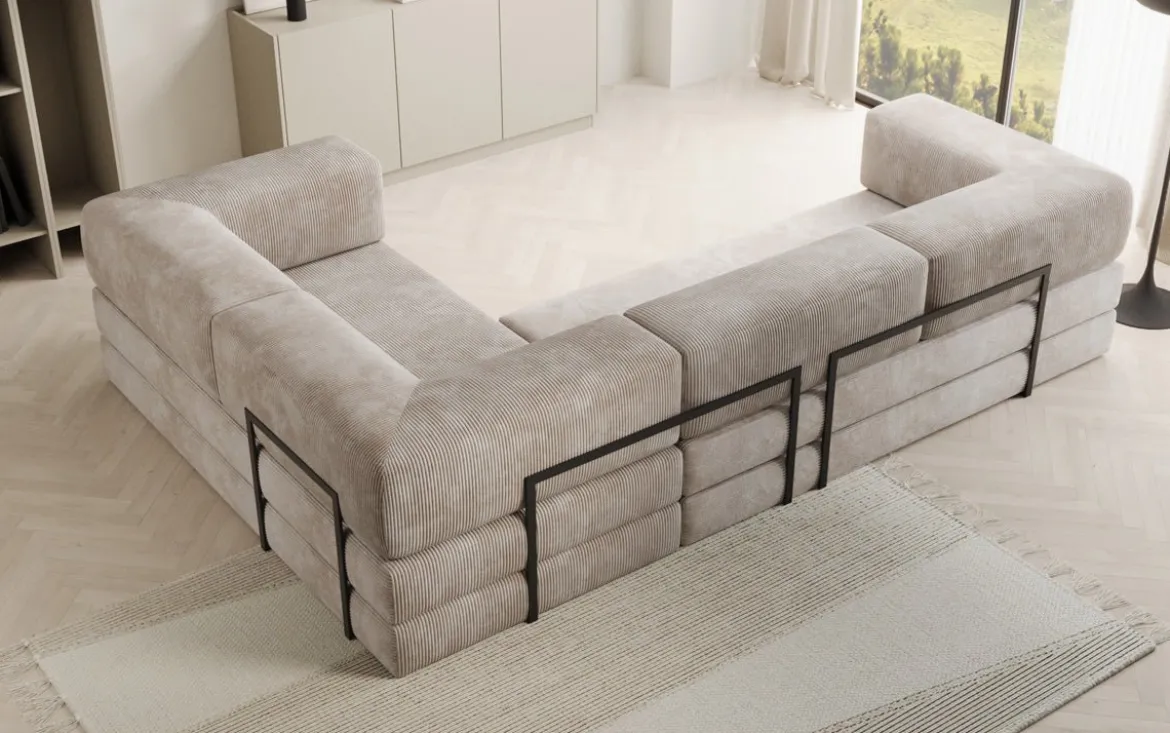 Designer Ecksofa Lazy geschlossen in Cord