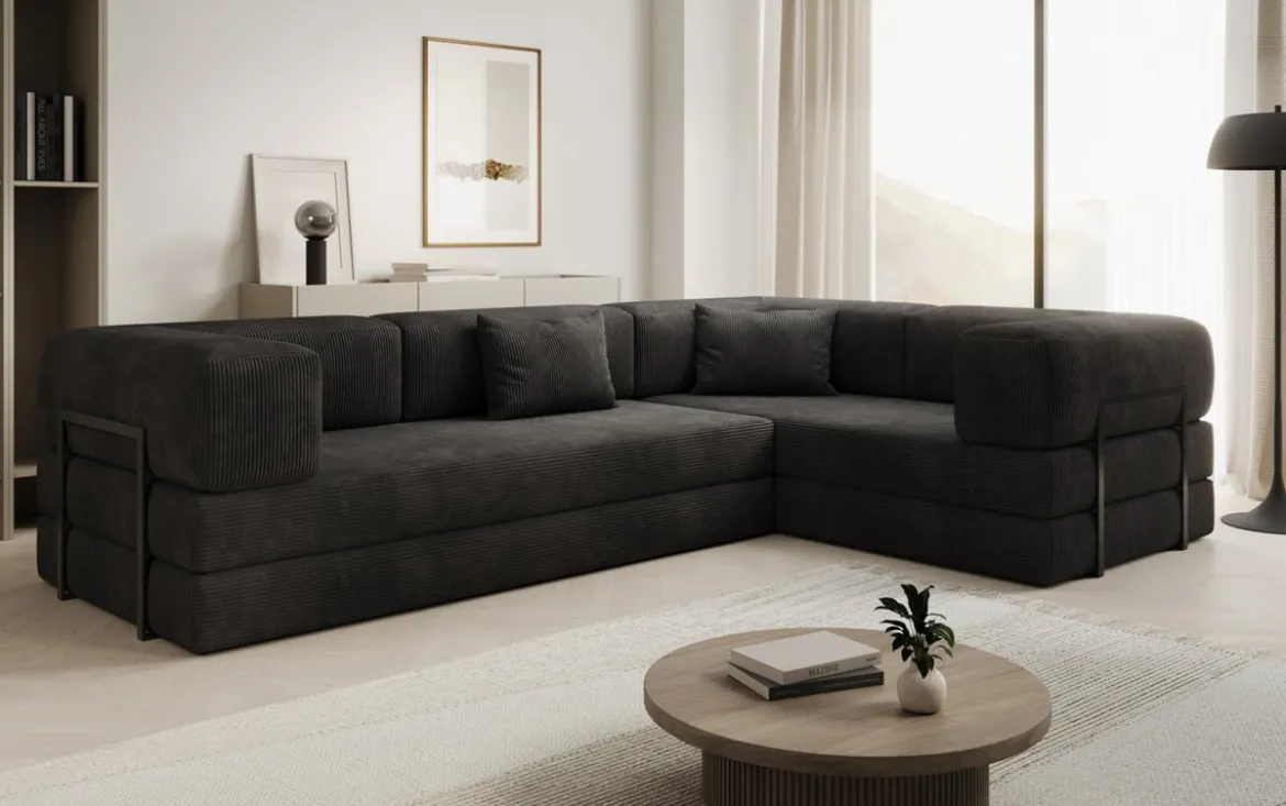 Designer Ecksofa Lazy geschlossen in Cord