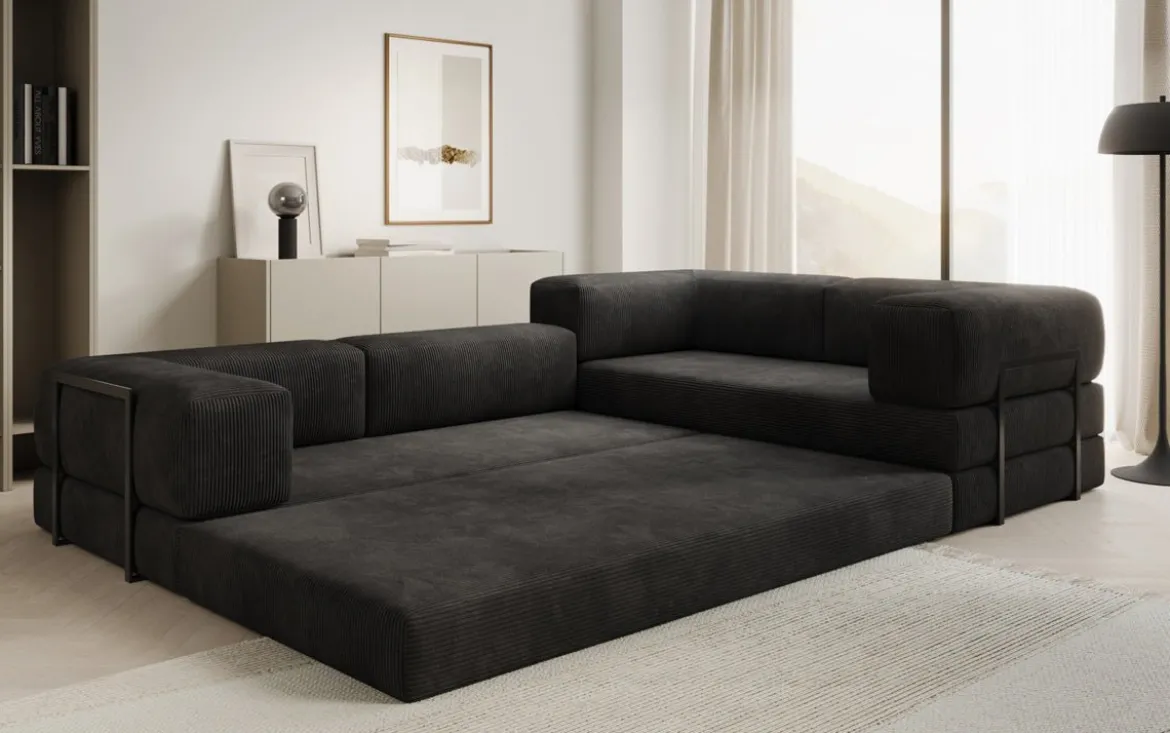 Designer Ecksofa Lazy geschlossen in Cord