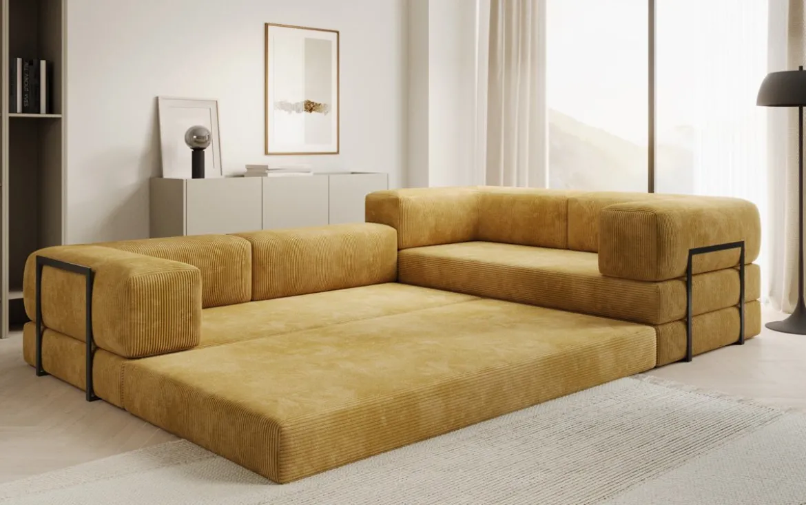 Designer Ecksofa Lazy geschlossen in Cord