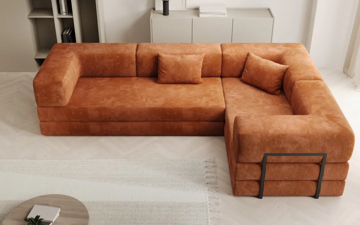 Designer Ecksofa Lazy geschlossen in Cord