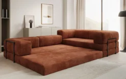 Designer Ecksofa Lazy geschlossen in Cord