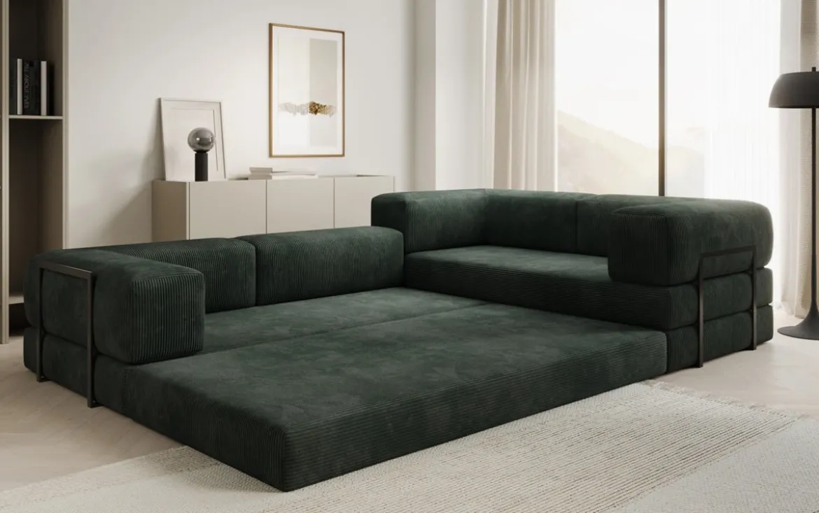 Designer Ecksofa Lazy geschlossen in Cord
