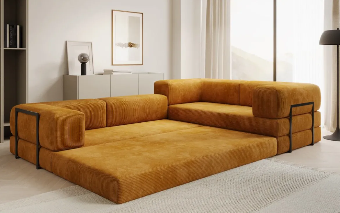 Designer Ecksofa Lazy geschlossen in Cord