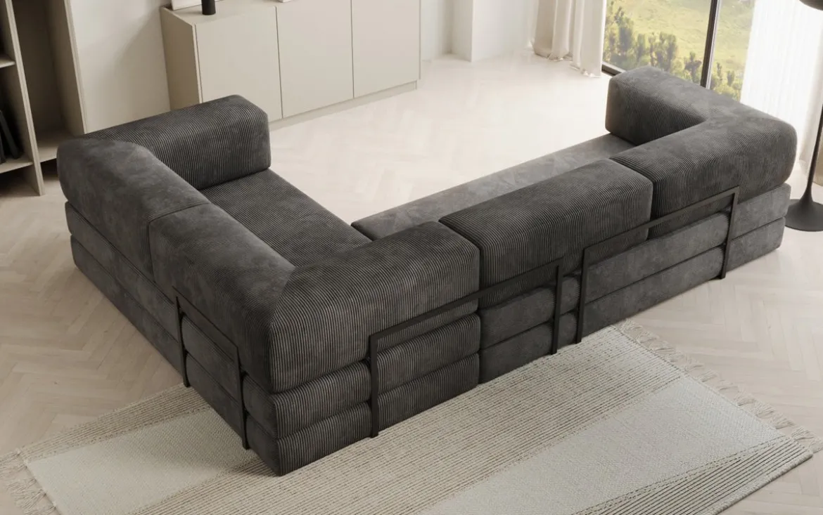Designer Ecksofa Lazy geschlossen in Cord