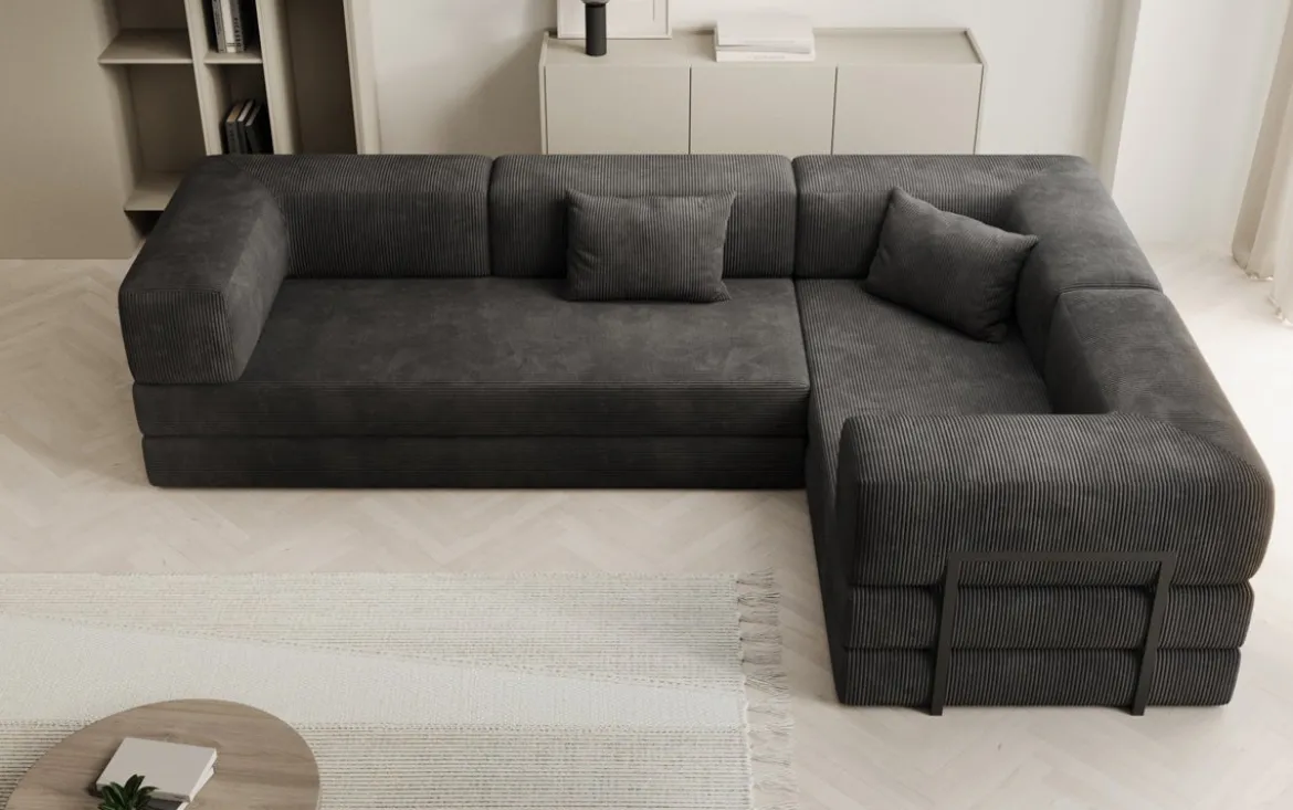 Designer Ecksofa Lazy geschlossen in Cord