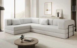 Designer Ecksofa Lazy in Bouclé