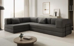 Designer Ecksofa Lazy in Bouclé