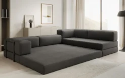 Designer Ecksofa Lazy in Bouclé