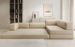 Designer Ecksofa Lazy in Bouclé