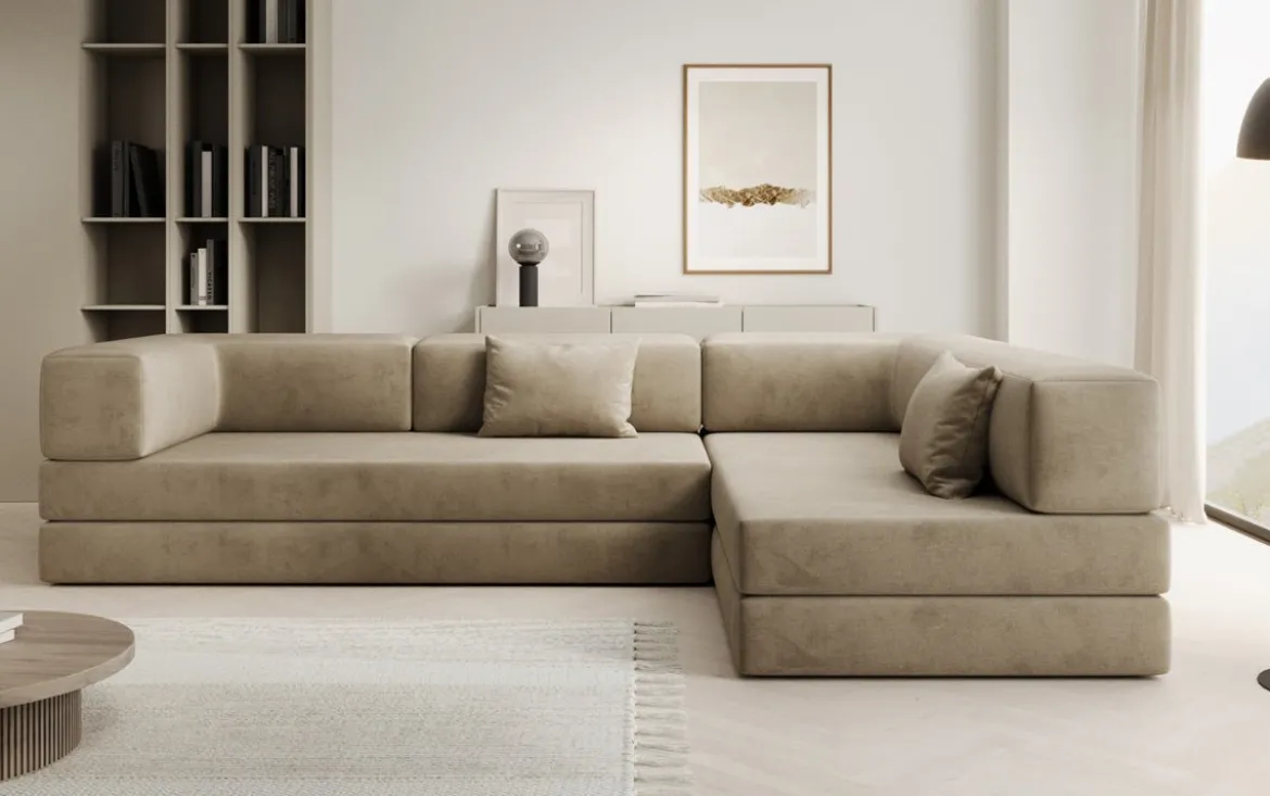 Designer Ecksofa Lazy in Samt