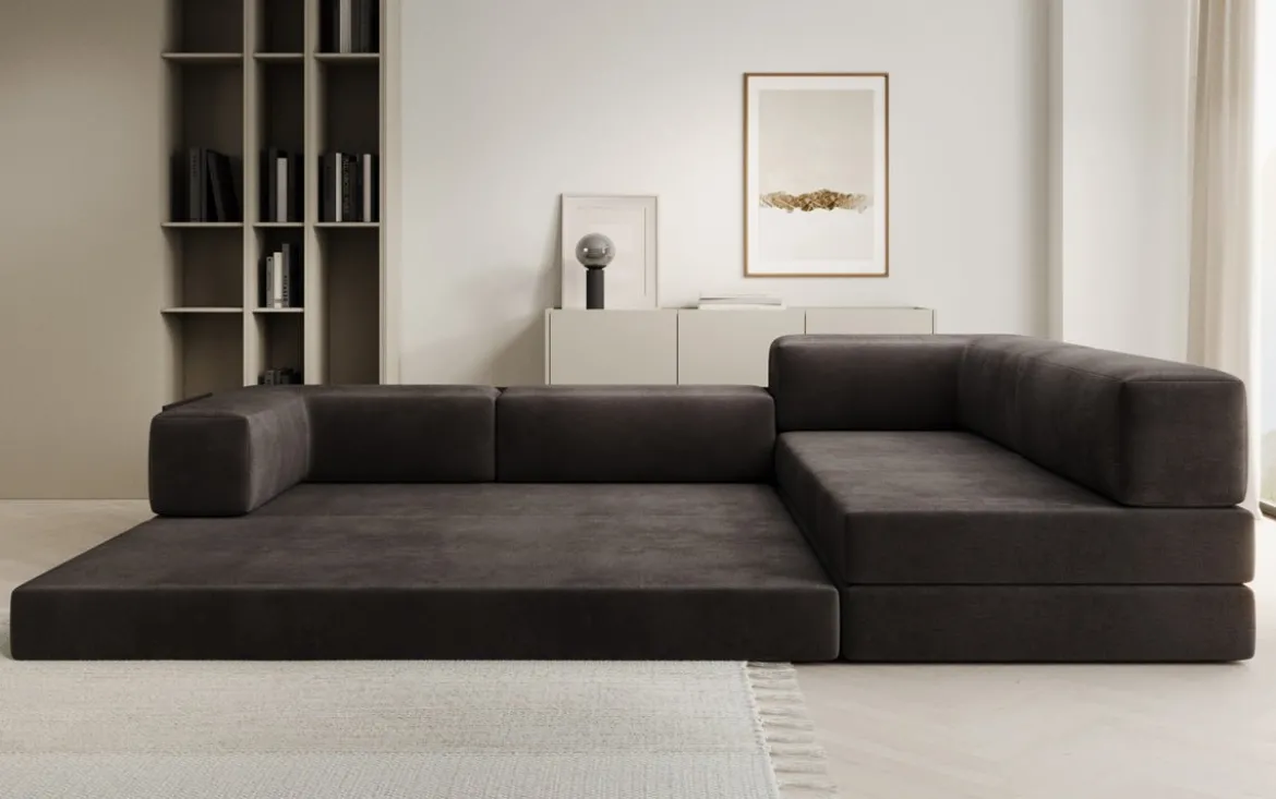 Designer Ecksofa Lazy in Samt