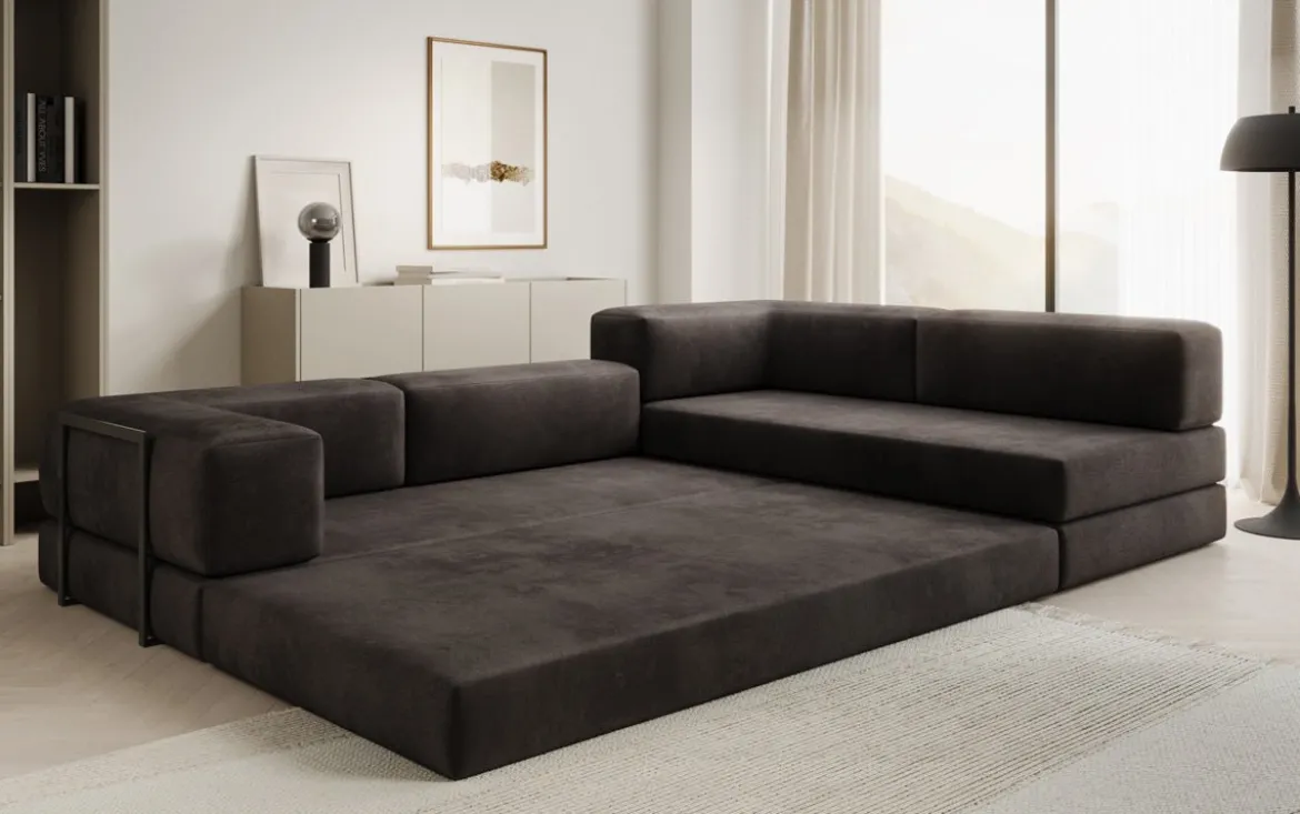 Designer Ecksofa Lazy in Samt