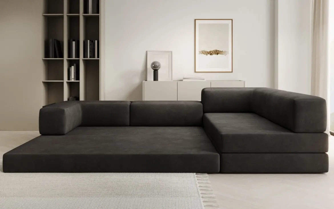 Designer Ecksofa Lazy in Samt