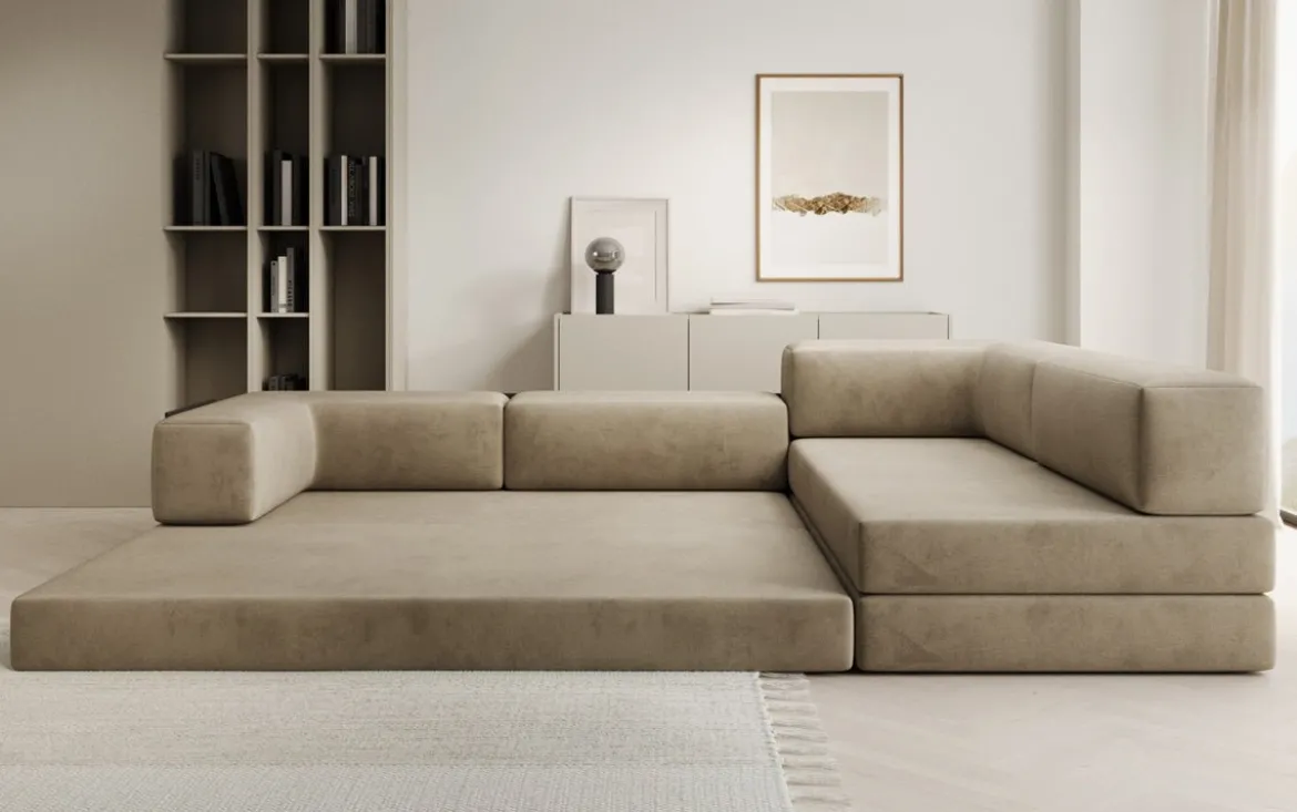 Designer Ecksofa Lazy in Samt