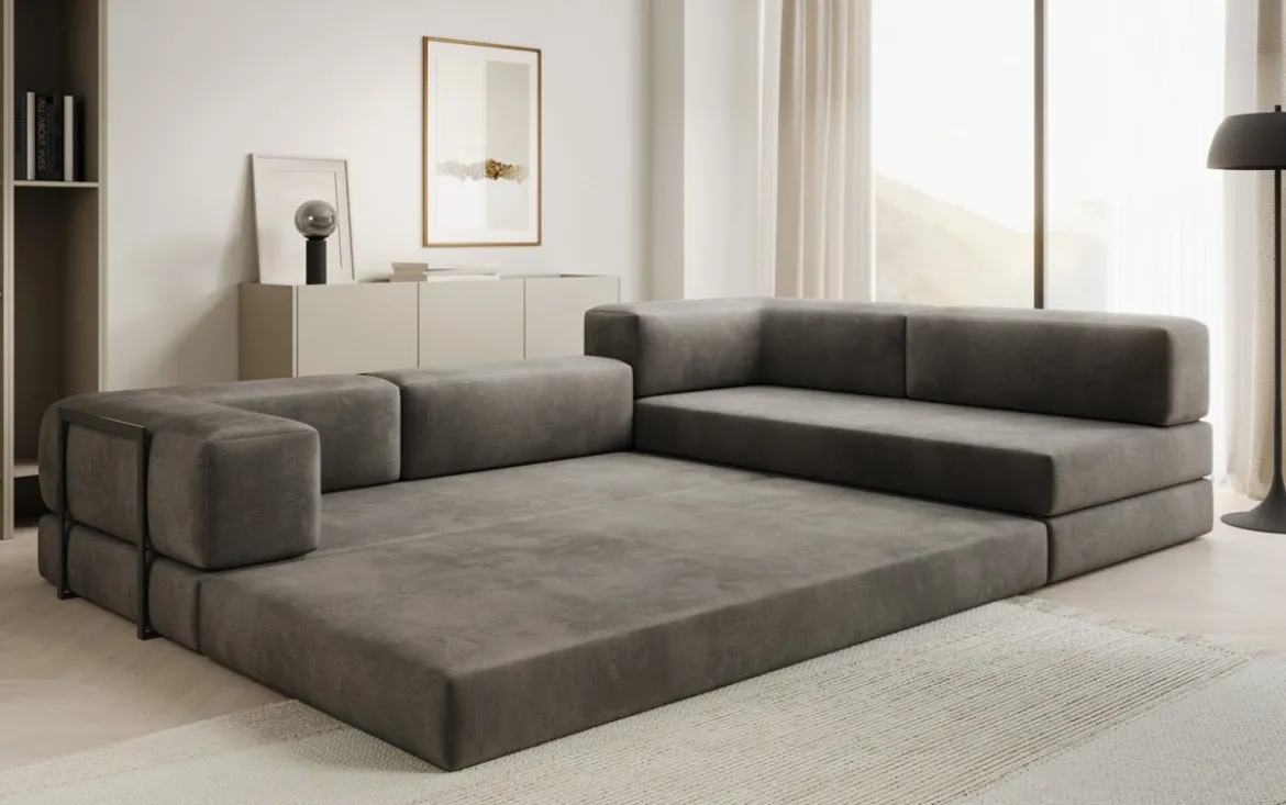 Designer Ecksofa Lazy in Samt