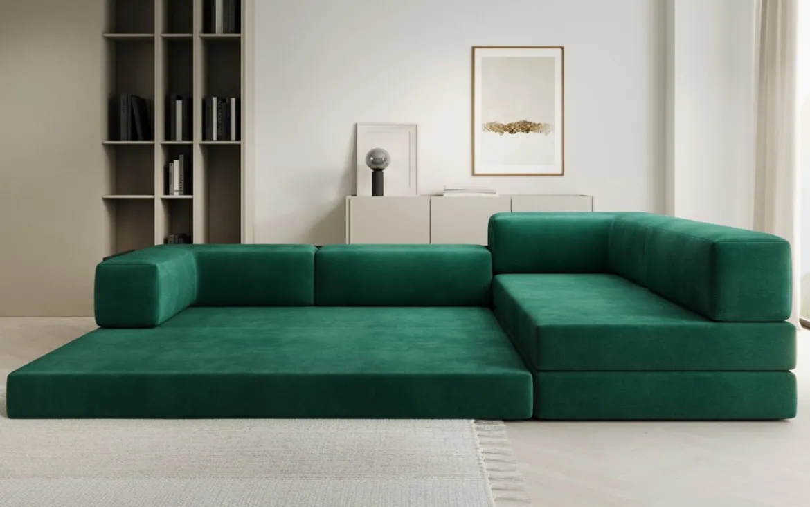 Designer Ecksofa Lazy in Samt