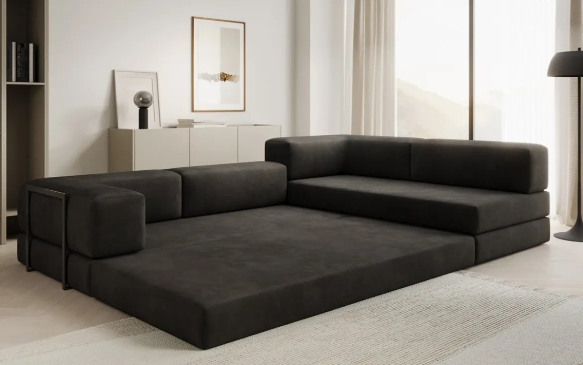 Designer Ecksofa Lazy in Samt
