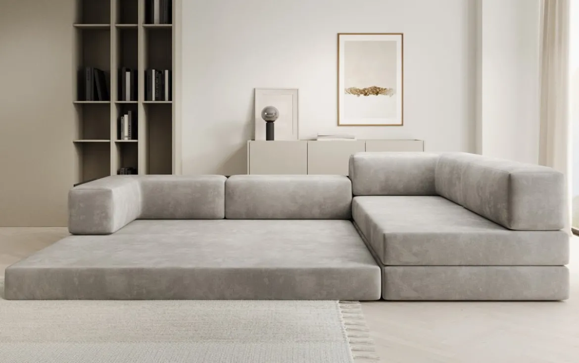 Designer Ecksofa Lazy in Samt