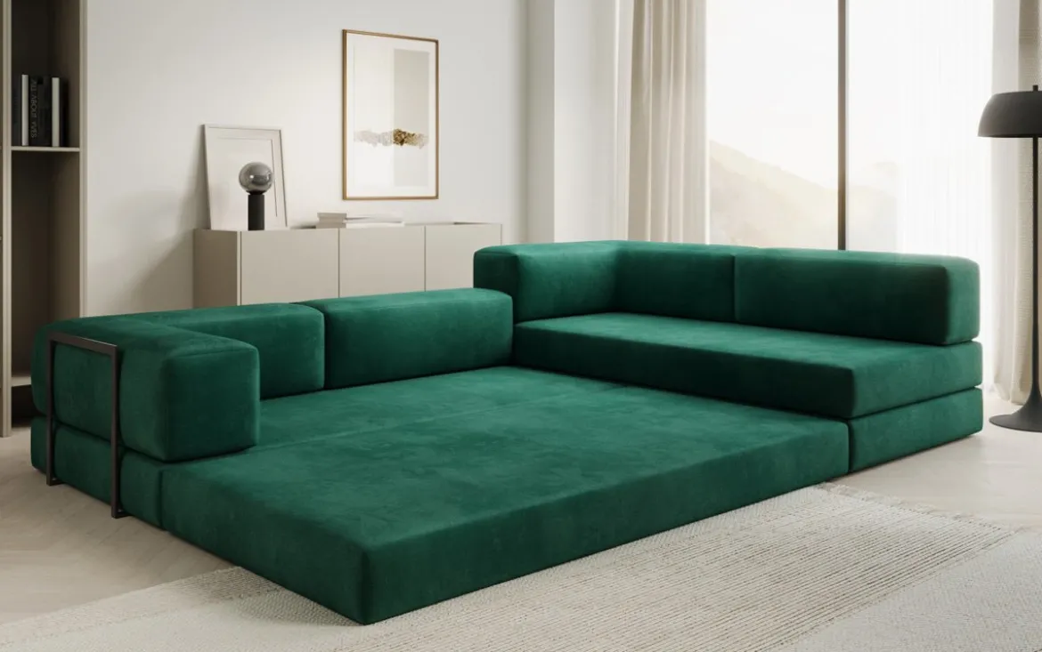 Designer Ecksofa Lazy in Samt
