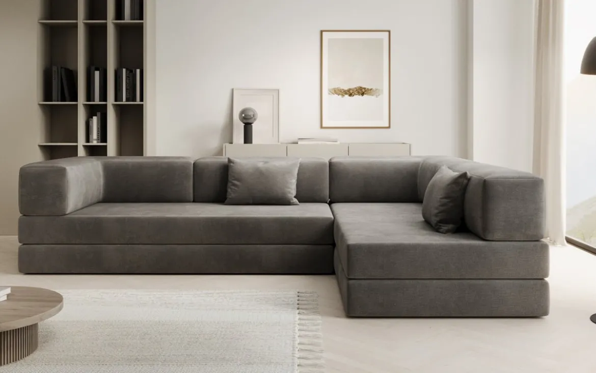 Designer Ecksofa Lazy in Samt