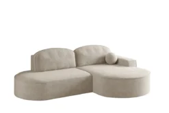 Designer Ecksofa Lenny Bouclé mit Schlaf- und Klappfunktion