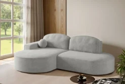 Designer Ecksofa Lenny Bouclé mit Schlaf- und Klappfunktion