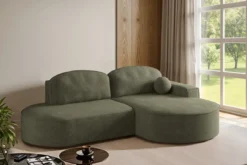 Designer Ecksofa Lenny Bouclé mit Schlaf- und Klappfunktion