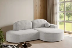 Designer Ecksofa Lenny Bouclé mit Schlaf- und Klappfunktion