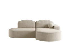 Designer Ecksofa Lenny Bouclé mit Schlaf- und Klappfunktion