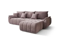 Designer Ecksofa Lenoa mit Schlaf- und Klappfunktion in Samt