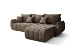 Designer Ecksofa Lenoa mit Schlaf- und Klappfunktion in Samt