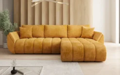 Designer Ecksofa Lenoa mit Schlaffunktion und Stauraum in Cord