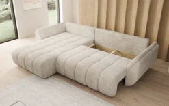Designer Ecksofa Lenoa mit Schlaffunktion und Stauraum in Cord