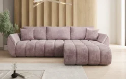 Designer Ecksofa Lenoa mit Schlaffunktion und Stauraum in Cord