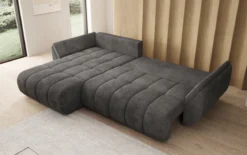 Designer Ecksofa Lenoa mit Schlaffunktion und Stauraum in Cord