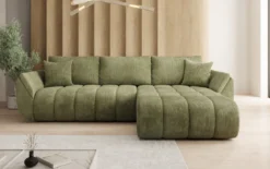 Designer Ecksofa Lenoa mit Schlaffunktion und Stauraum in Cord