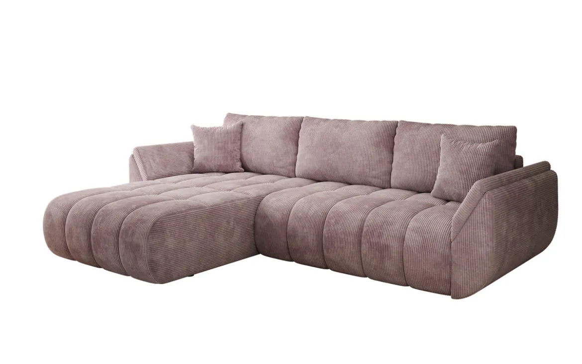 Designer Ecksofa Lenoa mit Schlaffunktion und Stauraum in Cord